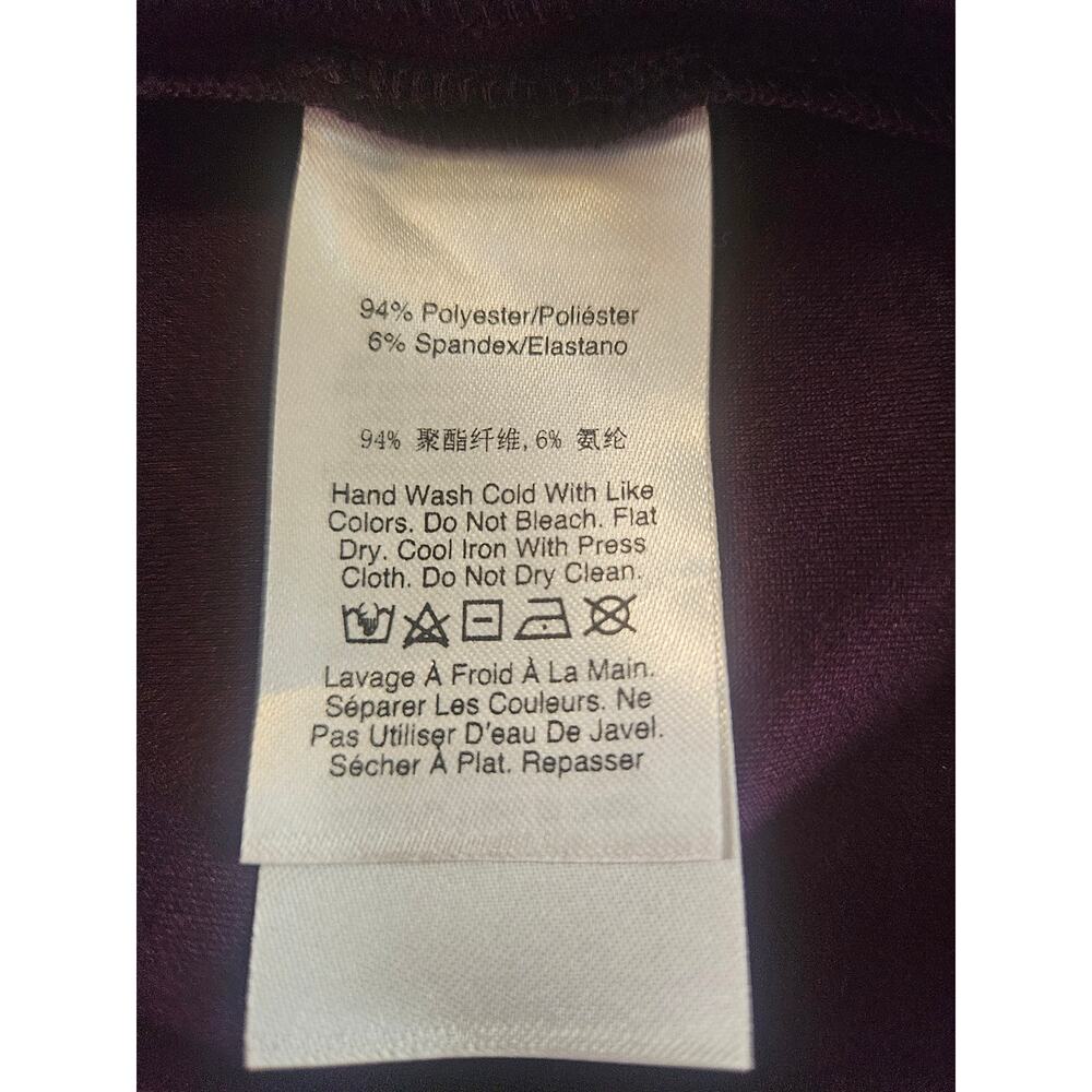 Donna Karen Plum Midi Dress Gold Hardware 3/4 Ruffled Sleeve Beaded Sz 10 - Picture 9 of 9